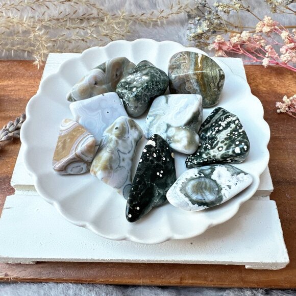 Set of 10 Small Ocean Jasper Tumbles - Picture 4 of 10